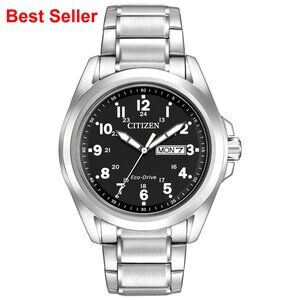 Stainless Steel Eco-Drive Weekender Garrison Field Watch, Day Date